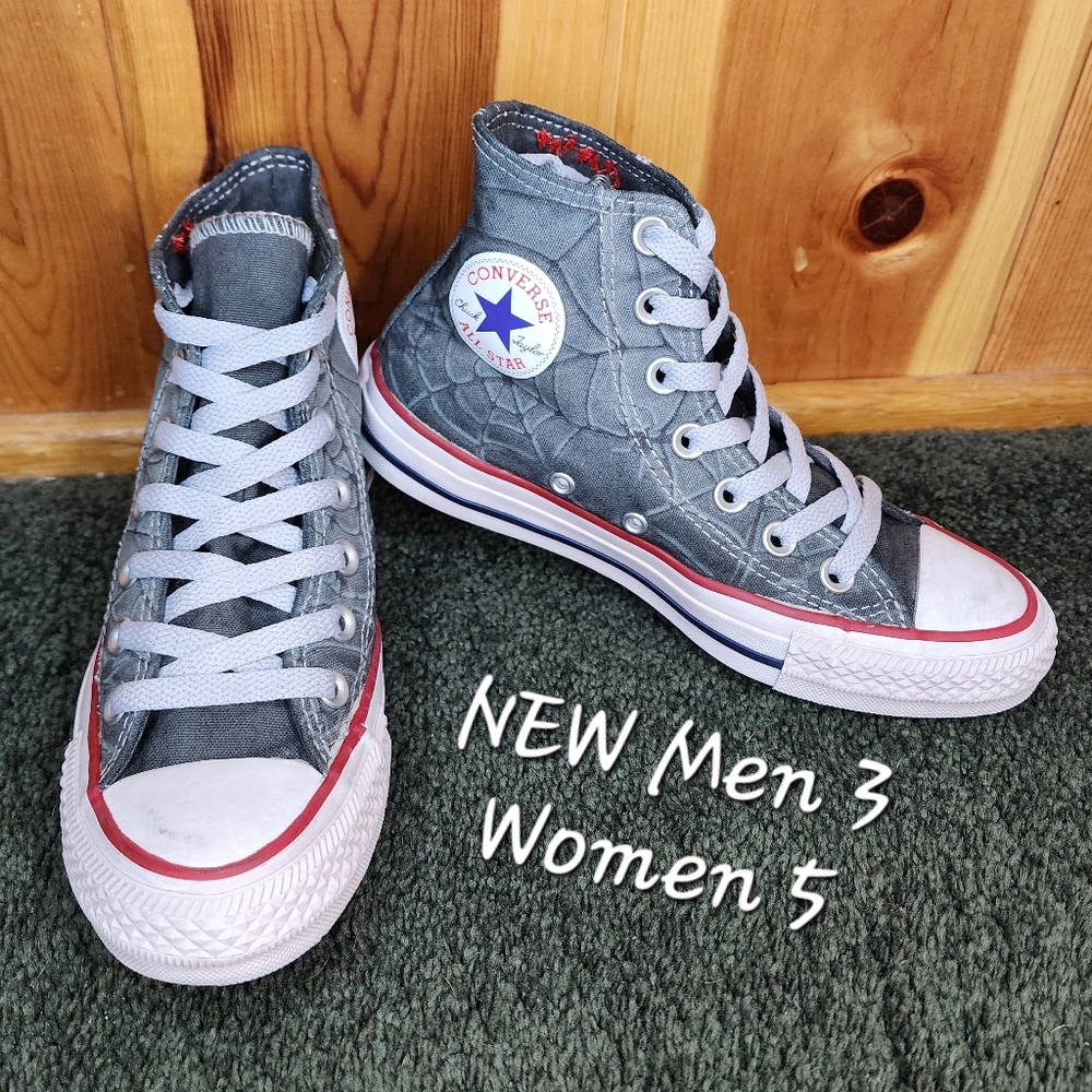 NEW Converse CTAS Hi All Star Grey Spider Man Limited Edition Mens 3/Women 5